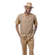 Lineweight Collection: Montique Men's Beige 2-Piece Textured Vertical Line Panel Short Sleeve Set