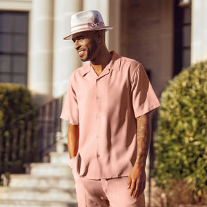 Charpi Collection:- Montique Mauve 2-Piece Linen-Look Textured Walking Suit