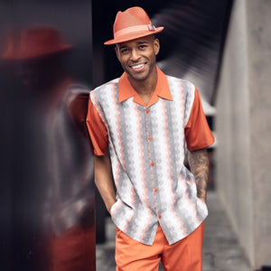 Betelgeuse Collection: Montique's Men’s Salmon Wave Pattern Walking Suit