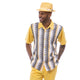Betelgeuse Collection: Montique's Men’s Canary Yellow Wave Pattern Walking Suit