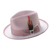 Blush & White Center Crease Fedora Hat by Montique
