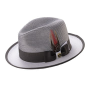 Shethys Collection: Montique Grey & White Center Crease Fedora Hat