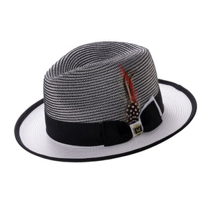 Black & White Center Crease Fedora Hat by Montique