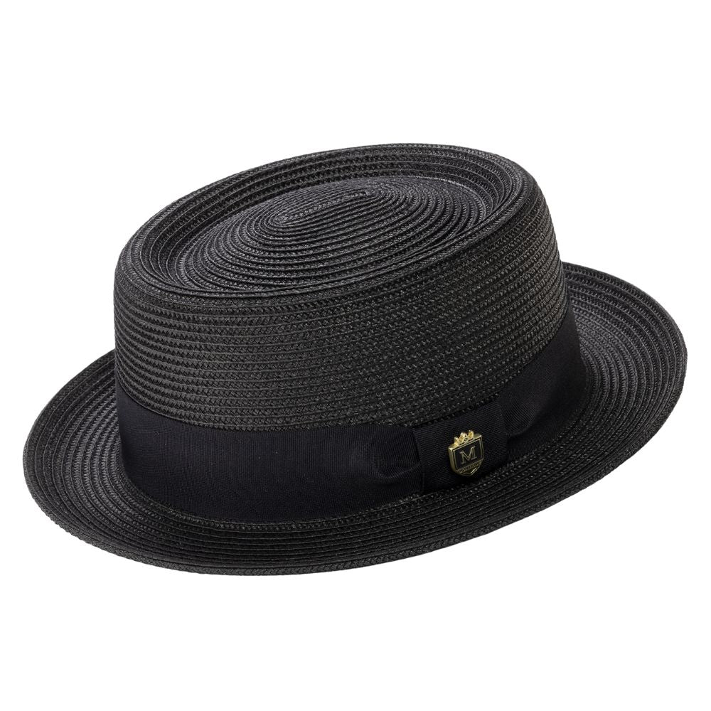 Black Straw Pork Pie Hat with Grosgrain Band – Suits & More