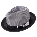 Rubique Collection: Montique Men's Braided Two Tone Stingy Brim Pinch Fedora Hat in Black
