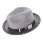 grey braided two tone stingy brim fedora hat by Montique