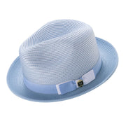 Rubique Collection: Montique Men's Braided Two Tone Stingy Brim Pinch Fedora Hat in Carolina