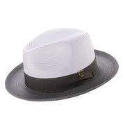 Grey Two Tone Wide Brim Fedora Hat by Montique