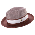 mens burgundy two tone wide brim straw fedora hat