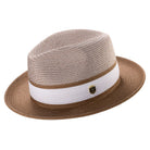 mens cappuccino two tone wide brim straw fedora hat