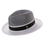 Lorde Collection: White Two-tone Pinch Hat Wide Brim Straw Fedora