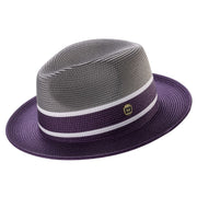 Grey and Purple Three Tone Fedora Hat by Montique