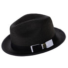 black white braided stingy brim fedora hat