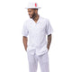 White Short Sleeve Walking Suit Set with Wavy Panel Design by Montique