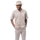 Biham Collection: Montique Khaki Jacquard Panel Walking Suit