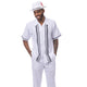 Montique White Contrast Block 2-Piece Walking Suit