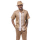Montique Beige Woven Color Block 2-Piece Walking Suit
