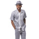 Montique Grey Woven Color Block 2-Piece Walking Suit