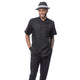 Montique Men’s Black 2-Piece Textured Tone-on-Tone Walking Suit Set