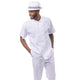 Montique Men’s White 2-Piece Textured Tone-on-Tone Walking Suit Set