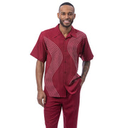 Montique Ruby Puff Stitched 2-Piece Walking Suit