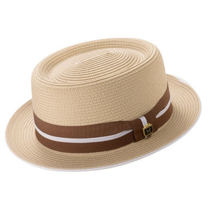 Henize Collection: Montique Men’s Beige Pork Pie Hat
