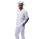 Cirrus Collection: Montique White Geometric Texture Walking Suit