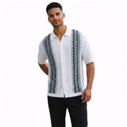 Black Vertical Knit Short Sleeve Walking Suit Set by Stacy Adams