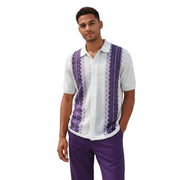 Purple Vertical Knit Short Sleeve Walking Suit Set by Stacy Adams