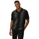 black geometric textured 2-piece walking suit set front view