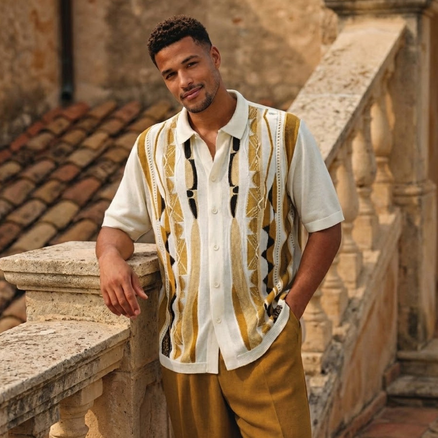 Tan Geometric Knit Walking Suit by Stacy Adams Tan Geometric Knit Walking Suit by Stacy Adams