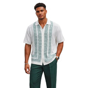 Teal Greek Key Knit 2-Piece Walking Suit Set