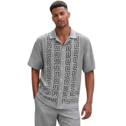 Grey Greek Key Knit 2-Piece Walking Suit Set