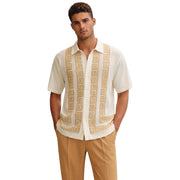 Tan Greek Key Knit 2-Piece Walking Suit Set