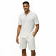 White Textured Knit 2-Piece Shorts Set by Stacy Adams