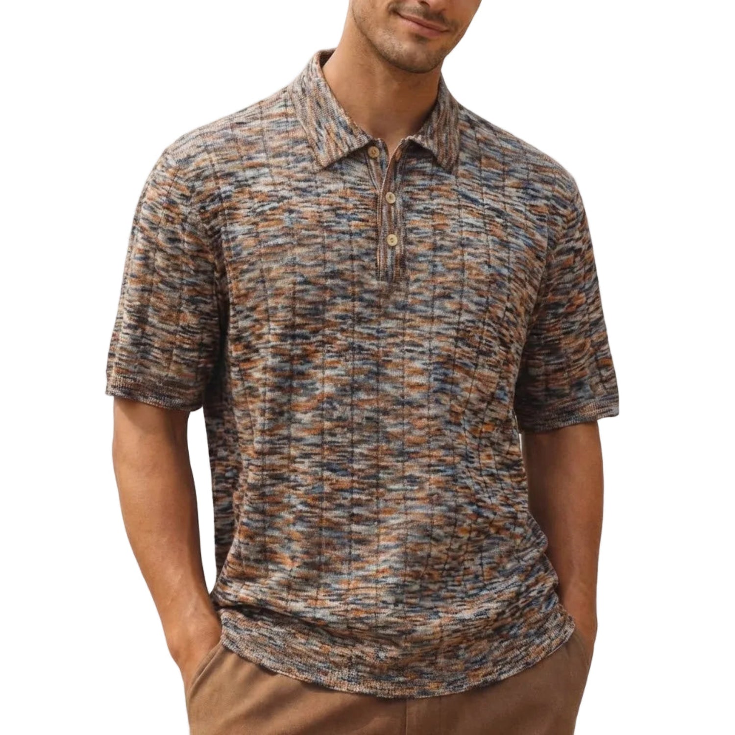 Khaki Space Dyed Polo Shirt by Stacy Adams – Suits & More