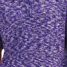 Close-up of the putple Stacy Adams polo shirt showing the intricate space-dyed knit texture and button placket