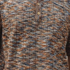 Close-up of the khaki Stacy Adams polo shirt showing the intricate space-dyed knit texture and button placket