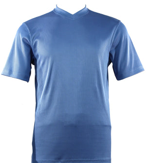 Bradburry Collection: Men's Spandex Short Sleeve V-Neck T-Shirt  - Blue