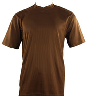 Bradburry Collection: Men's Spandex Short Sleeve V-Neck T-Shirt  - Cognac