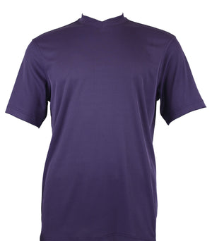 Purple Spandex Short Sleeve V Neck T Shirt