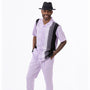 Montique Lavender Vertical Stripes Walking Suit 2 Piece Short Sleeve Set 2322
