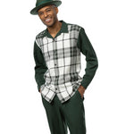 Endowment Collection: Green Plaid 2 Piece Long Sleeve Walking Suit Set 2355