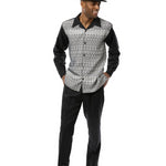 Serialized Collection: Montique Black Printed 2 Piece Long Sleeve Walking Suit Set 2357