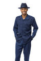 Tonal Collection: Montique Navy Tone-on-Tone Long Sleeve Walking Suit Set -2364