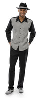 Blotchy Collection: Montique 2-Piece Black Checkered Walking Suit Set 2367