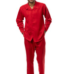 Montique 2-Piece Tone-on-Tone Walking Suit 2375 - Red