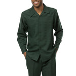 Elocution Collection: 2 Piece Hunter Long Sleeve Tone on Tone Walking Suit Set 2391
