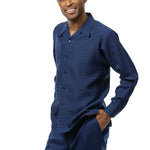 Elocution Collection: 2 Piece Navy Tone on Tone Long Sleeve Walking Suit Set 2391