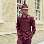 Elocution Collection: 2 Piece Wine Tone on Tone Long Sleeve Walking Suit Set 2391